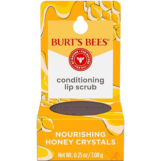Burt's Bees Conditioning Honey Lip Scrub, Exfoliates & Conditions Dry Lips, with Honey Crystals, Use with Overnight Intense Lip Treatment, Natural Origin Lip Care, 0.25 oz.-Velvo Beauty