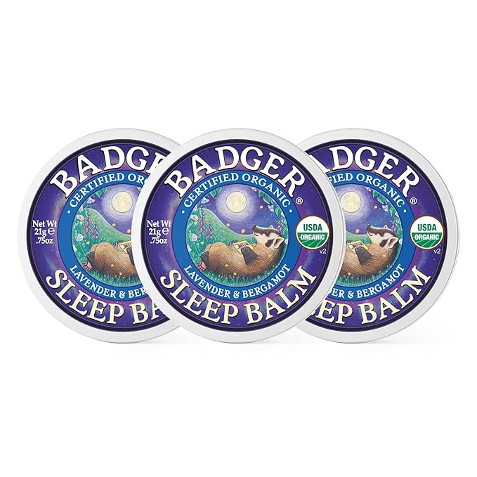 Badger - Sleep Balm, Lavender & Bergamot, Natural Sleep Balm, Scented Relaxing Balm for Children and Adults, Calming Night Balm, Organic Sleep Balm, 0.75 oz (3 Pack)-Velvo Beauty