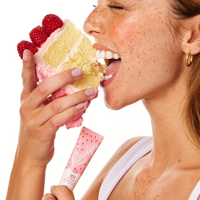 Lanolips 101 Delicious Rasberry Shortcake - Lip Balm with Vitamin E Oil and Lanolin for Lip Hydration - Naturally Flavored Lanolin Lip Balm for Very Dry Lips - Dermatologist Tested (.35 Oz)-Velvo Beauty