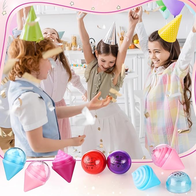 48 Pcs Ice Cream Party Decorations Lip Balm New School Classroom Gift for Preschool Toddler Back to School Exchange Party Favors Fruit Taste Lip Care Gift Birthday Gift Moisturizing Lip Balms-Velvo Beauty