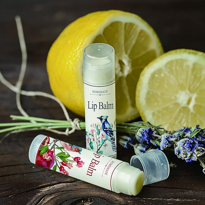 CRASPIRE Lip Balm Labels 80pcs Homemade Lip Balm Labels 2” Clear Lip Balm Labels for Tubes Printable Waterproof Lip Balm Stickers Labels for Lip Balm Handcream Candle Container（Flowers and Birds）-Velvo Beauty