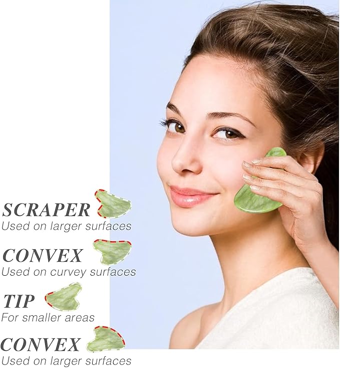 Gua Sha & Jade Roller Gua Sha Massage Tools Face Roller and Gua Sha Set Easy to Clean Promote Blood Circulation Reduce Puffiness Suitable to Skin Care Routine Puffiness and Wrinkles-Velvo Beauty