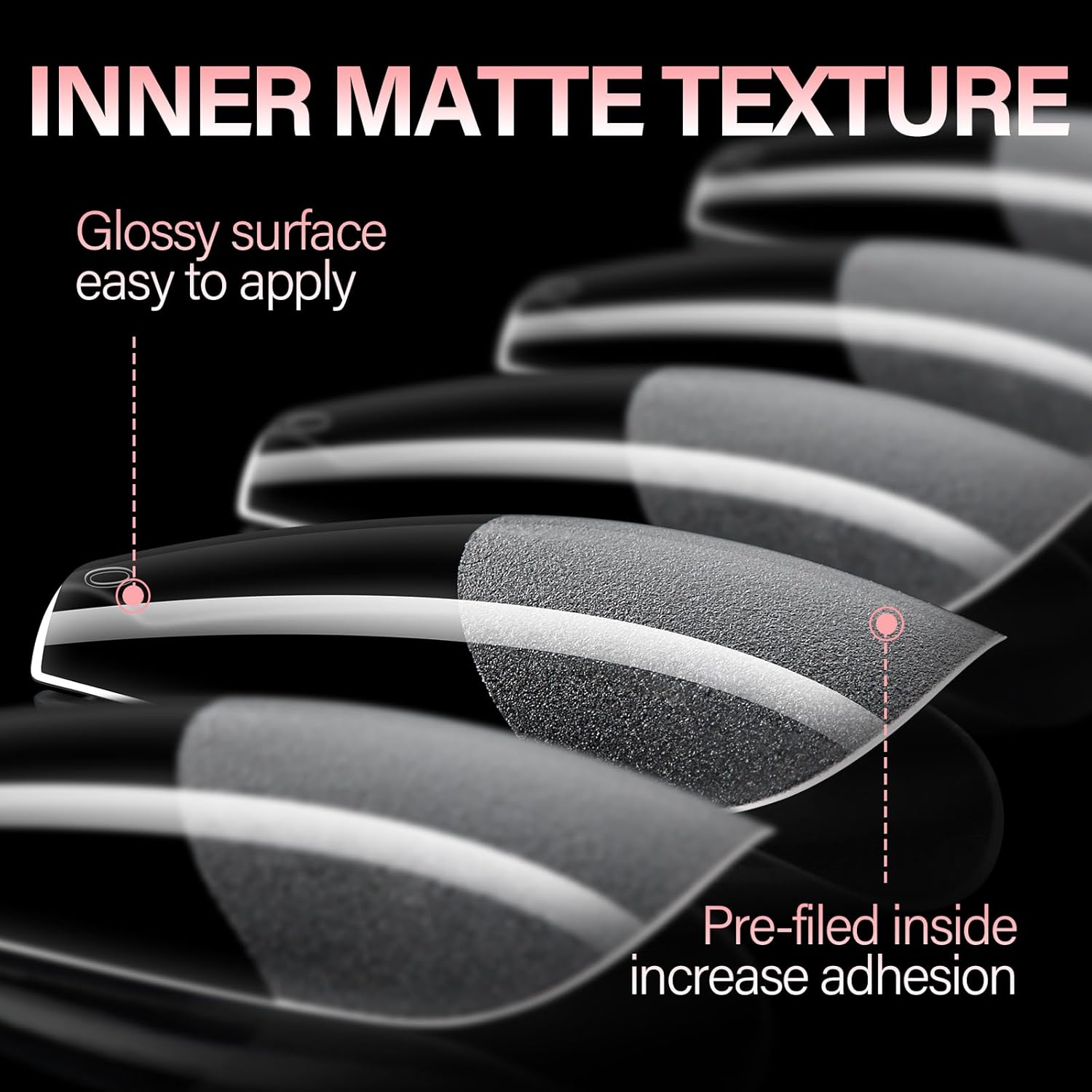 AILLSA Long Coffin Nail Tips Half Matte Full Cover Nails Tip Clear Acrylic Pre-Shaped Tips Flase Press on Nail Tips for Extentions Nails Manicure Salon DIY 216PCS 12 Sizes-Velvo Beauty