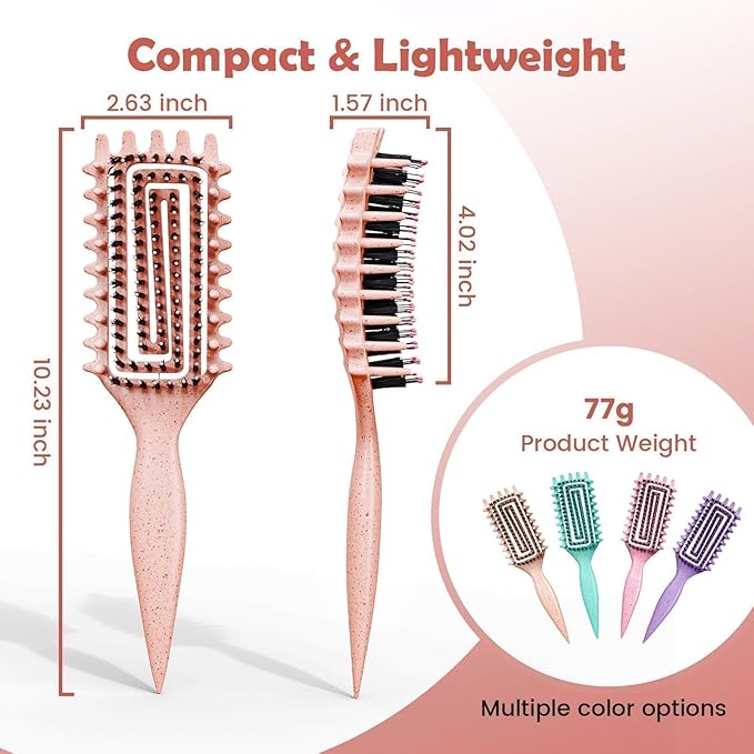 Curl Defining Brush, Curly Hair Brush Defining with Side Gear for Combing, Shaping, and Styling Curly Hair, Lightweight Candy Brush Suitable for All Wet or Dry Hair Types for Women and Men (Beige)-Velvo Beauty
