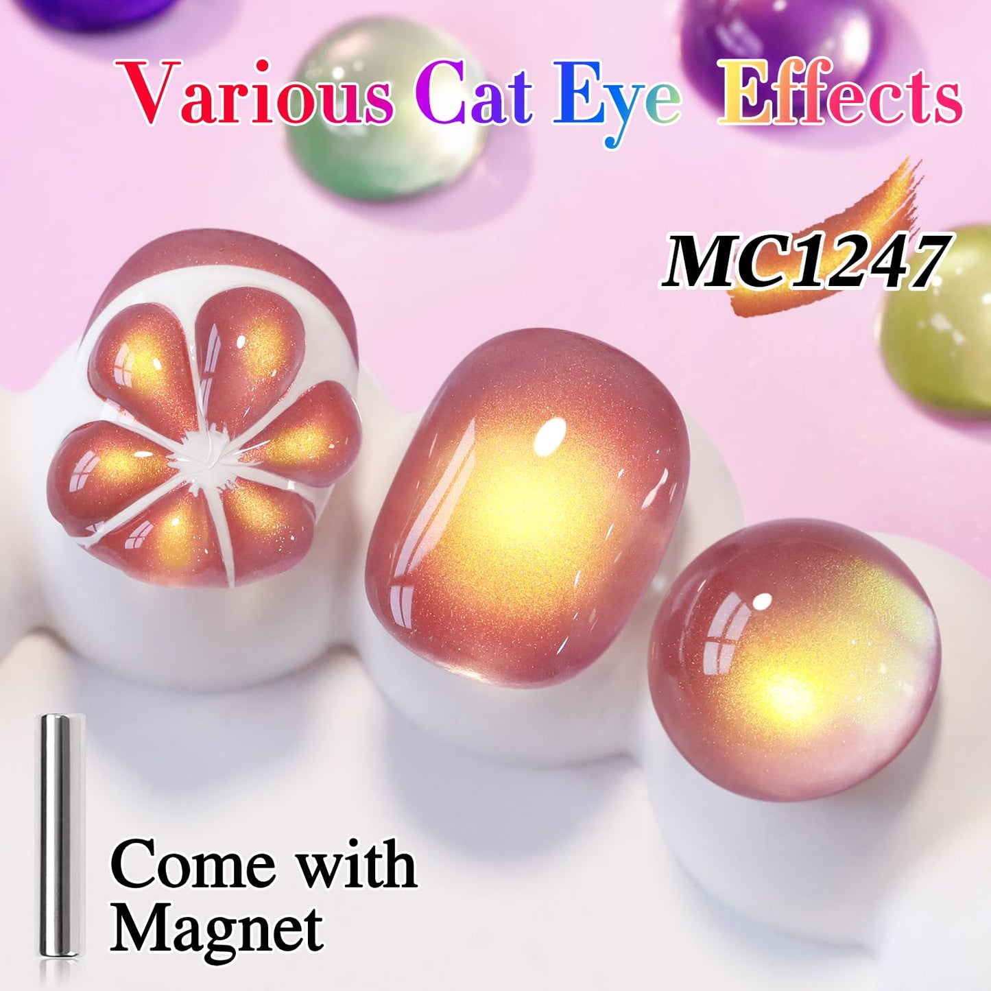 Double Rhythm Jelly Glass Cat Eye Gel Polish with Magnet 15ML Holographic Glitter Shimmer Translucent Sheer Color Magnetic Polish Salon DIY at Home (Grape Gold-MC1247)-Velvo Beauty