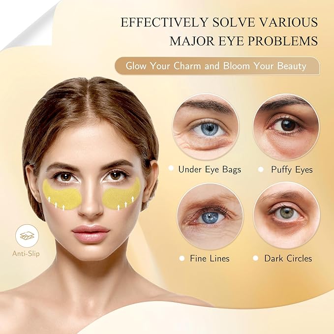 Under Eye Patches, Gold Eye Masks for Dark Circles and Puffiness Anti-Wrinkle Moisturizing Anti-Aging Under Eye Bags Skin Care Treatment Pads Revitalizes & Tightens Eye Area(60PCS)-Velvo Beauty