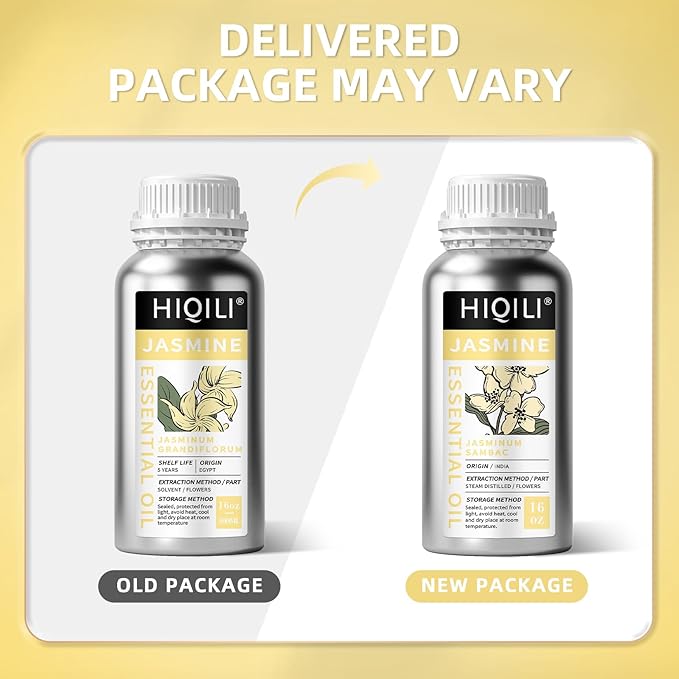 HIQILI 16 Fl Oz Jasmine Essential Oil, 100% Pure Natural for Diffuser, Hair, Skin, Perfume Making - 500ML-Velvo Beauty