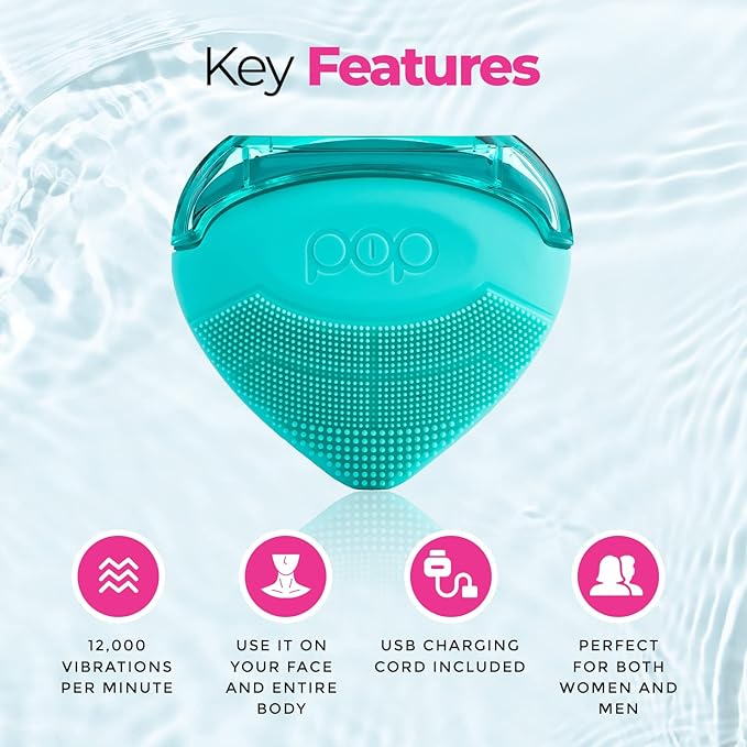 Pop Sonic Strawberry 3 in 1 Skin Exfoliating Cleanser Clean Massage Exfoliate - Turquoise-Velvo Beauty