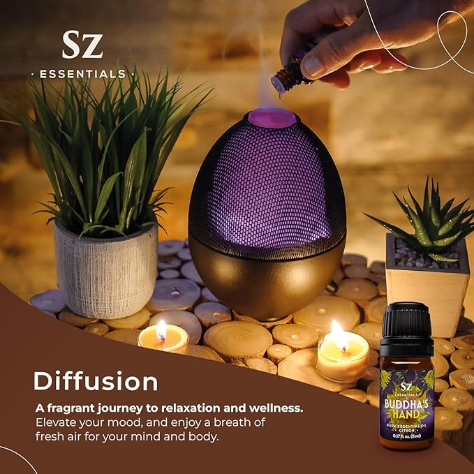 Buddha's Hand Essential Oil, 100% Pure, Extracted from The Most Fragrant Italian Finger Citron - Citrusy & Lemony Scent with Sweet Overtones - Therapeutic Grade & Vegan - 0.17oz (5ml)-Velvo Beauty