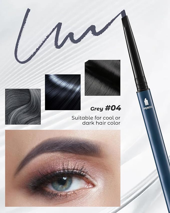 12Pcs Microblading Eyebrow Pencils Grey Waterproof Eye Brow Pencil w/Eye Brow Razor & Scissors Kit 0.5mm Ultra-Fine Tip Creates Hair-Like Strokes for Women Effortless Natural Brows-Velvo Beauty