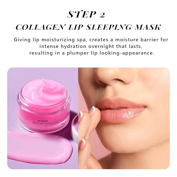 ANAI RUI Lip Therapy Set, Lip Scrub & Lip Mask, Overnight Hydrating Lip Moisturizer with Lip Exfoliator Scrub and Lip Sleeping Mask for Lip Plumping, Lip Gift Kit for Dry, Chapped, Dark Lips, Grape-Velvo Beauty