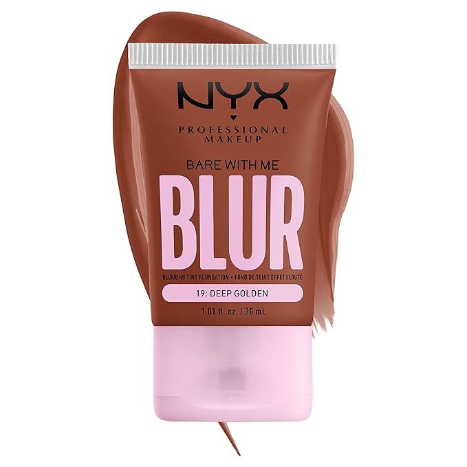 NYX PROFESSIONAL MAKEUP Bare With Me Blur Skin Tint Foundation Make Up with Matcha, Glycerin & Niacinamide - Deep Golden-Velvo Beauty