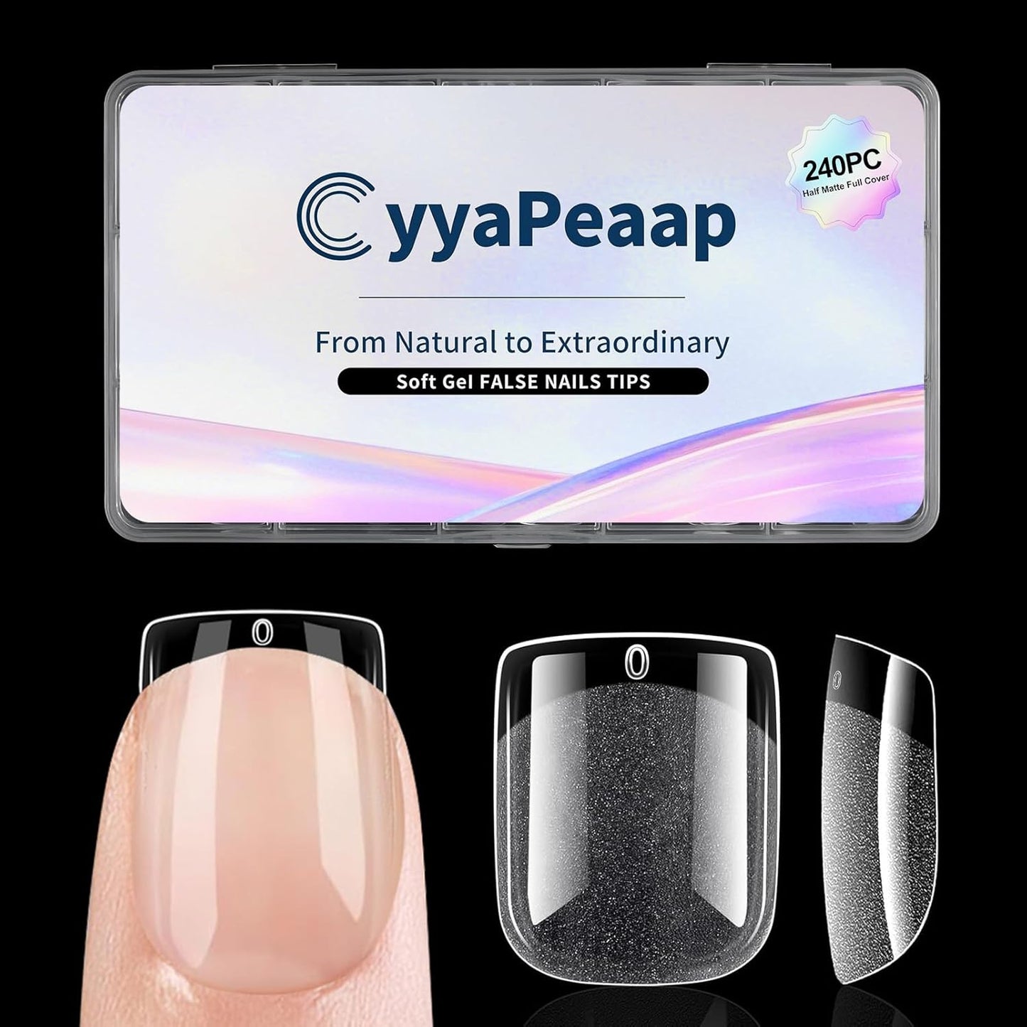 Short Nail Tips Extra Short Square Soft Gel Nail Tips 240Pcs Fake Nails Pre-Shaped Half Matte Acrylic Full Cover Clear Pre Etched Nails for Nail Extension Manicure Home DIY Salon 12 Sizes Gelly Tips-Velvo Beauty