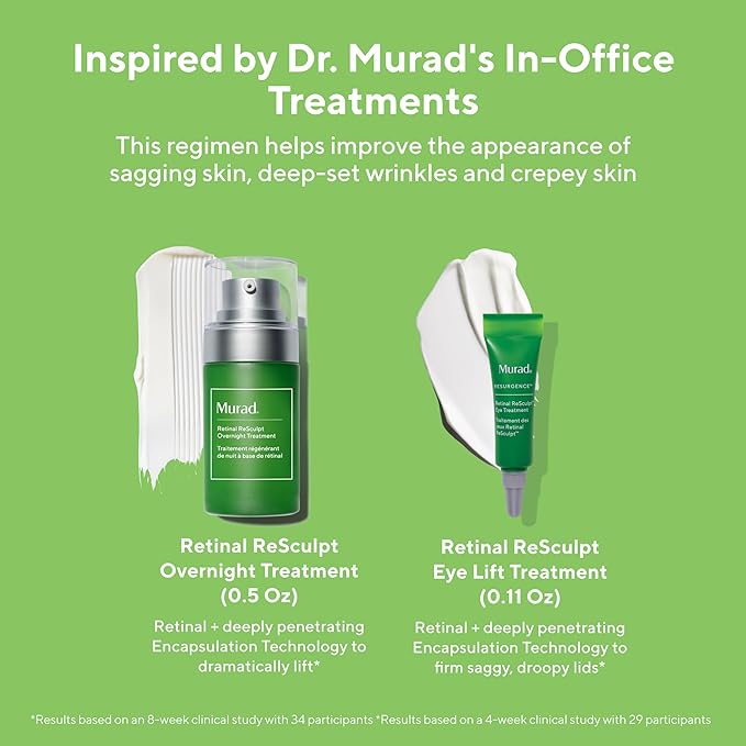Murad Retinal Trial Kit - Lift and Resculpt with Retinal 2-Piece Trial Kit ($73 Value) - Anti-Aging Set Encapsulated Retinal - Retinal Serum 0.5Fl Oz, Retinal Eye Cream 0.11Fl Oz-Velvo Beauty