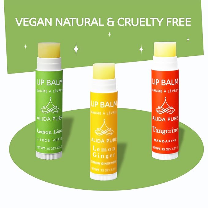 Citrus Lip Balm Collection, Vegan Lip Balm Set, Bees Wax Free, Coconut Oil Free, Avocado Oil, Organic Jojoba Oil, Vitamin E, Natural Moisturizer For Dry Cracked Lips, 3 Tube Set-Velvo Beauty