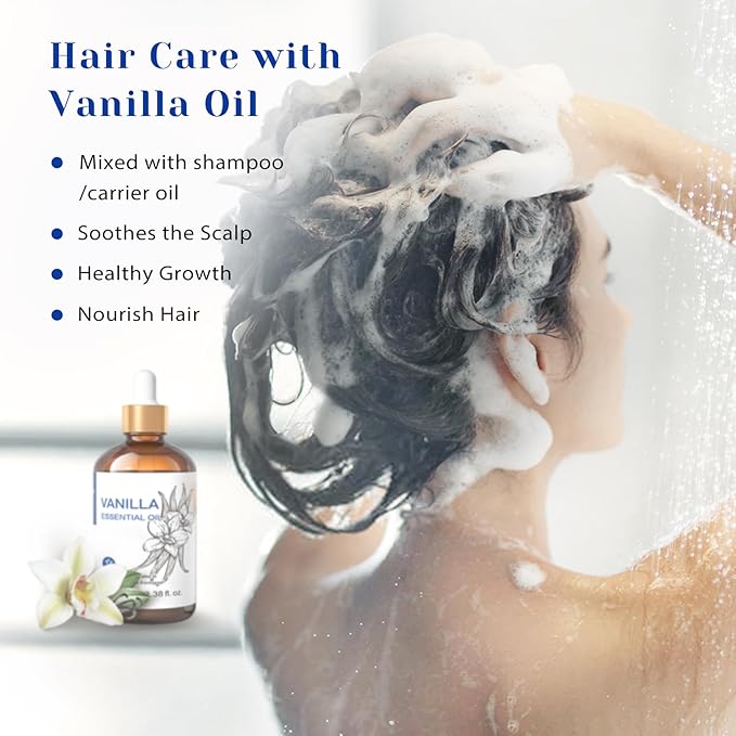 HIQILI Vanilla Essential Oil, Undiluted Natural Strong Fragrance Add in Skin Perfume, Unscented Lotion, Candle Soap Making Scent, Relax at Home with Diffuse Warm Sweet Aroma -100ML-Velvo Beauty