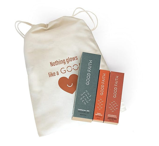 Good Faith - GOOD + Glowing Set - Brightening Skincare Value Kit - 3pcs Exfoliating Toner, Brightening Serum, Softening Moisturizer - Vegan - Cruelty Free-Velvo Beauty