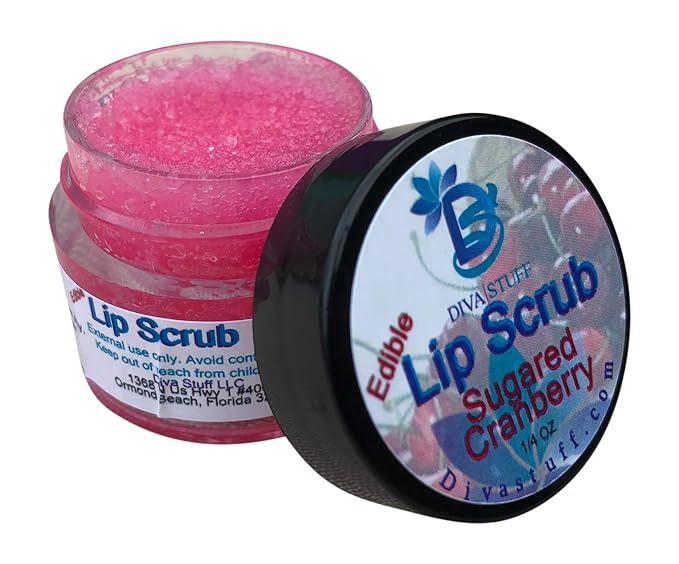 Diva Stuff Ultra Hydrating Lip Scrub for Soft Lips, Gentle Exfoliation, Moisturizer & Conditioner, Sugared Cranberry – ¼ oz (Made in the USA)-Velvo Beauty