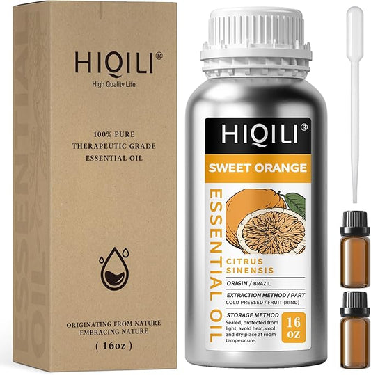 HIQILI 16 Fl Oz Orange Essential Oil, Pure and Natural for Diffuser, Skin - 500ML-Velvo Beauty