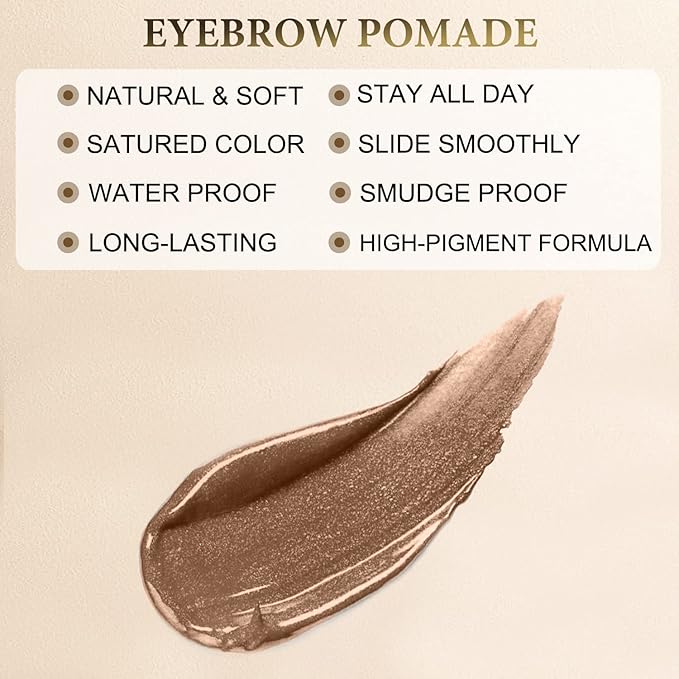 Eyebrow Pomade - Waterproof Brow Pomade for Long-lasting Results,Smudge Proof and Sweat Resistant Formula,Natural Eyebrow Makeup for All Skin Types and Tones - Soft Brown-Velvo Beauty