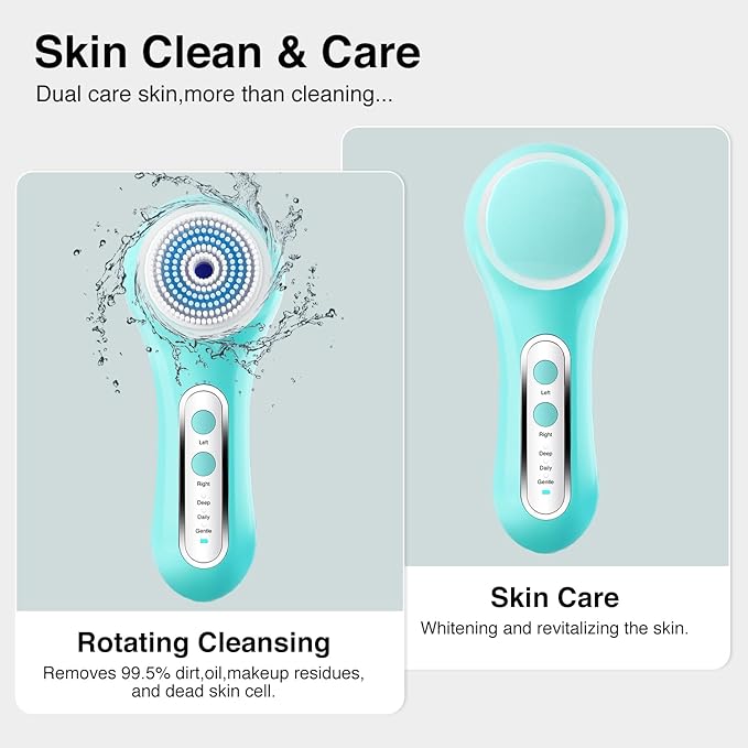 Face Scrubber Exfoliator,Facial Cleansing Brush Rechargeable IPX7 Waterproof with 5 Brush Heads,Electric Face Spin Brush for Exfoliating, Massaging and Deep Cleansing-Velvo Beauty
