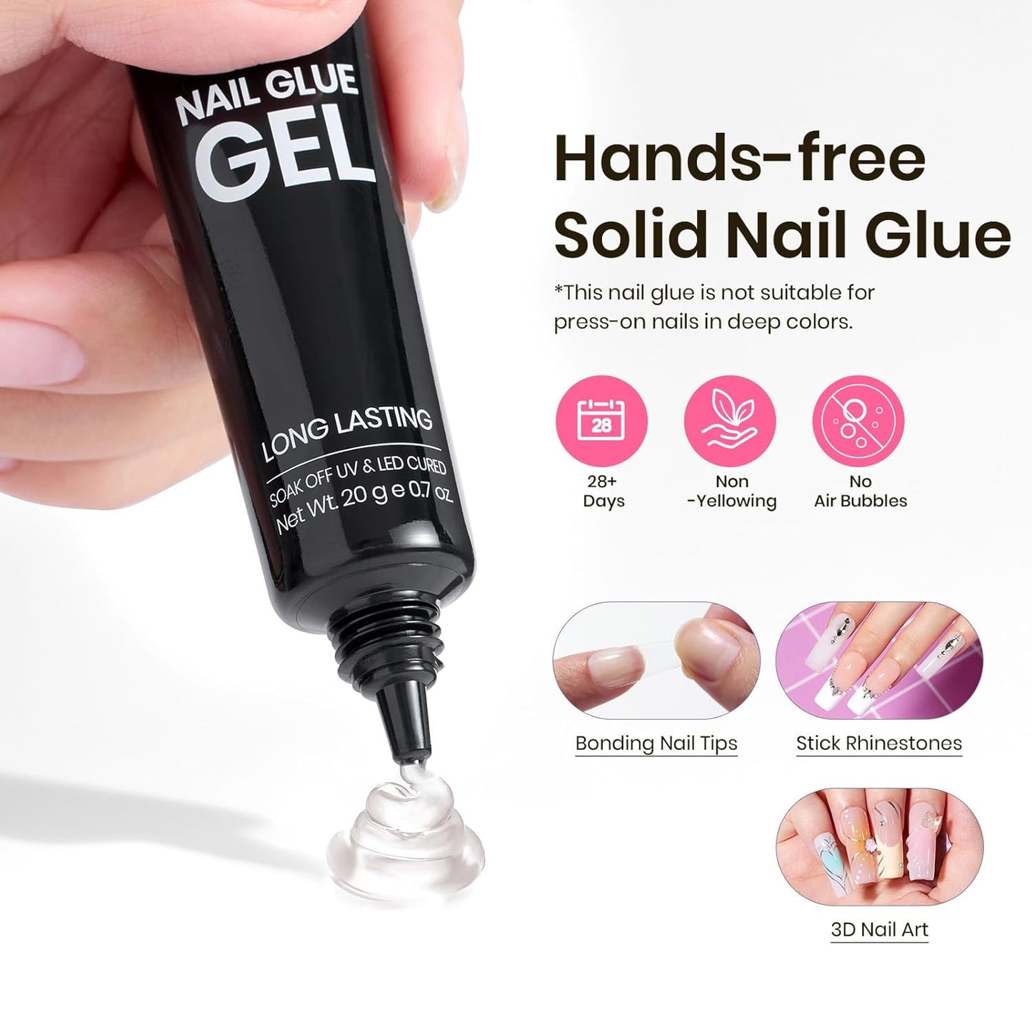 Beetles Tipex Nail Tips Kit, Long Square-C Curved Half Matte Nail Tips 224 Pcs 16 Sizes Pre Building Fake Nails with Tipex Nail Glue, Mini Nail Lamp - Thick Acrylic Nail Set-Velvo Beauty