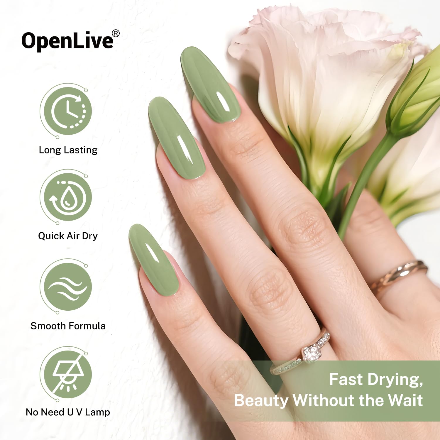 16.5ml Sage Green Nail Polish Large Volume Quick Drying Nail Polish, Fast Drying and Long Lasting Color Nail Art DIY Home Manicure Gift for Women-Velvo Beauty