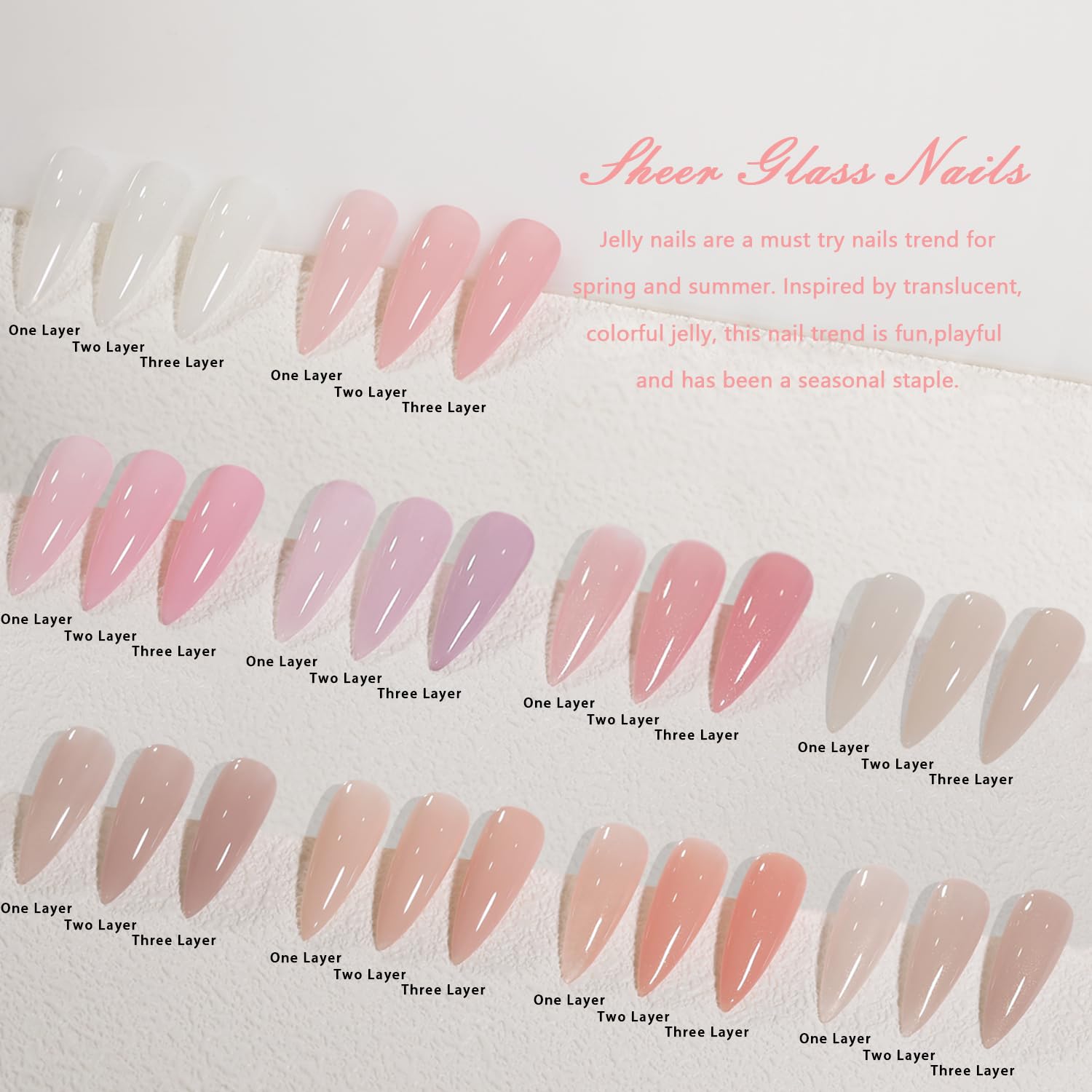 Jelly Pink Gel Nail Polish Set of 10 Colors Including Pink Purple Milky White Nude Gel Polish Kit UV LED Soak Off Nail Polish Home DIY Manicure Nail Salon Varnish-Velvo Beauty