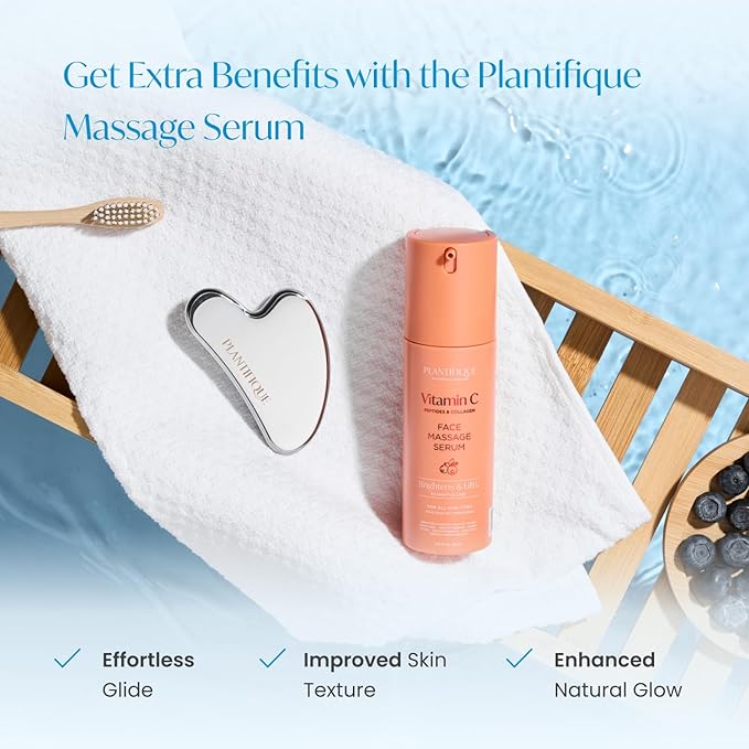 PLANTIFIQUE Stainless Steel Gua Sha | Facial Tool | Skin Massage for Face Body Eyes Neck Heart Style with Travel Pouch | Skin Care Gift-Velvo Beauty