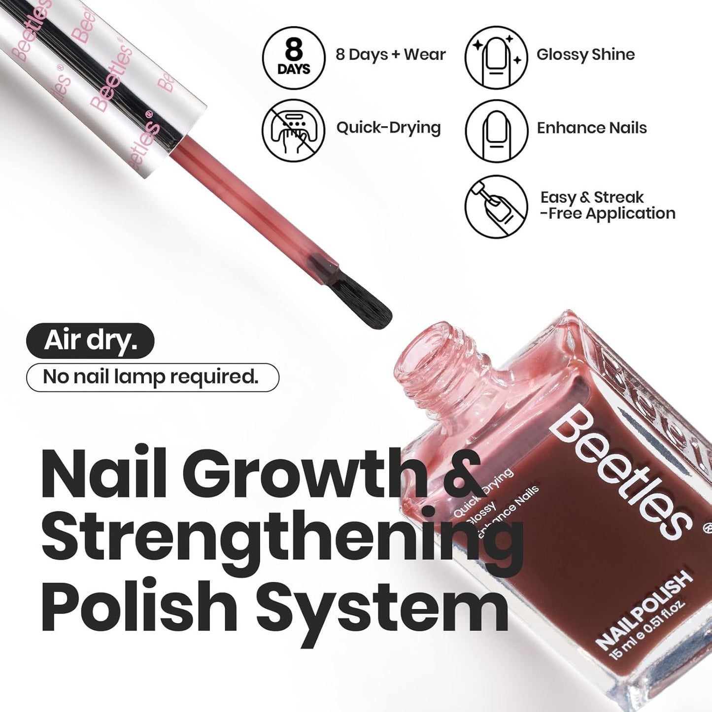 Beetles Jelly Nail Polish Set, 6 Colors Sheer Pink Nail Polish Long Lasting & Quick Dry Clear Jelly for Women, Pink Nail Strengthener Polish for Salon DIY Manicure Set-Velvo Beauty