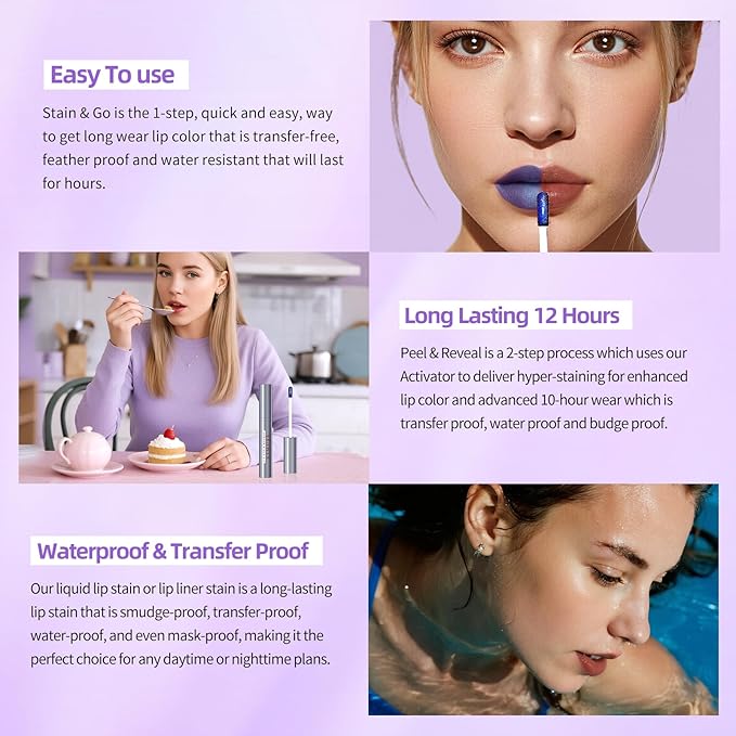 KIMUSE Lip Stain Masque: Peel Off Lip Stain Long Lasting Waterproof 12HR Transfer Proof & Hydrating Tint, Instant Lip Color With Natural Matte Effects, Vegan & Easy To Use-Velvo Beauty