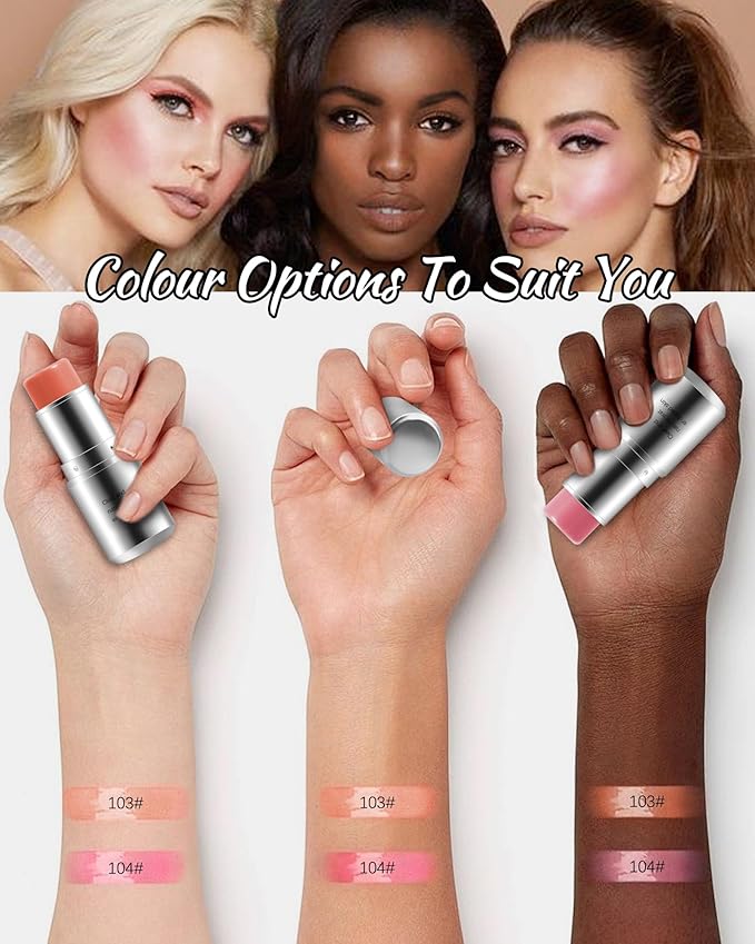 Peach Pink Cream Blush Stick, Monochromatic Multi-Blush Stick for Cheeks & Highlighter, Pigmented Long Lasting Smooth Natural Cheek Tint, Matte and Dewy Finish, Vegan & Cruelty-Free for All Skin-04-Velvo Beauty