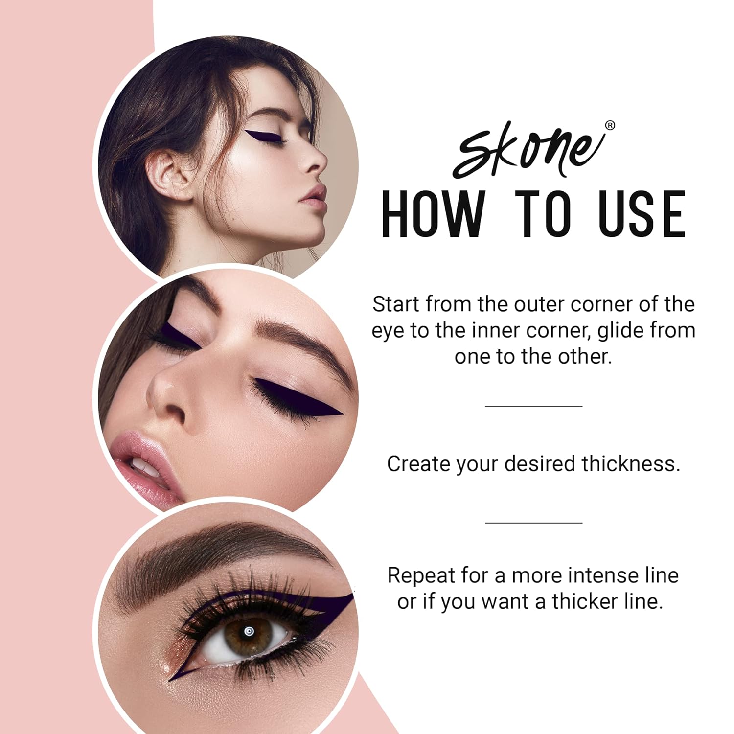 Skone Waterproof Liquid Eyeliner - Long Lasting & Smudge Proof - Insanely Intense Tattooed Eyeliner Pen with Felt Tip Applicator - Plum Black (0.07oz)-Velvo Beauty