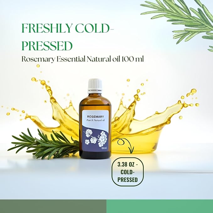 Roots & Above Pure Natural Rosemary Essential Oil 3.38 fl oz/100 ml for Diffuser, Face, Skin Care, Hair, Aroma, Massage, Candle & Soap Making Fragrance DIY use-Velvo Beauty