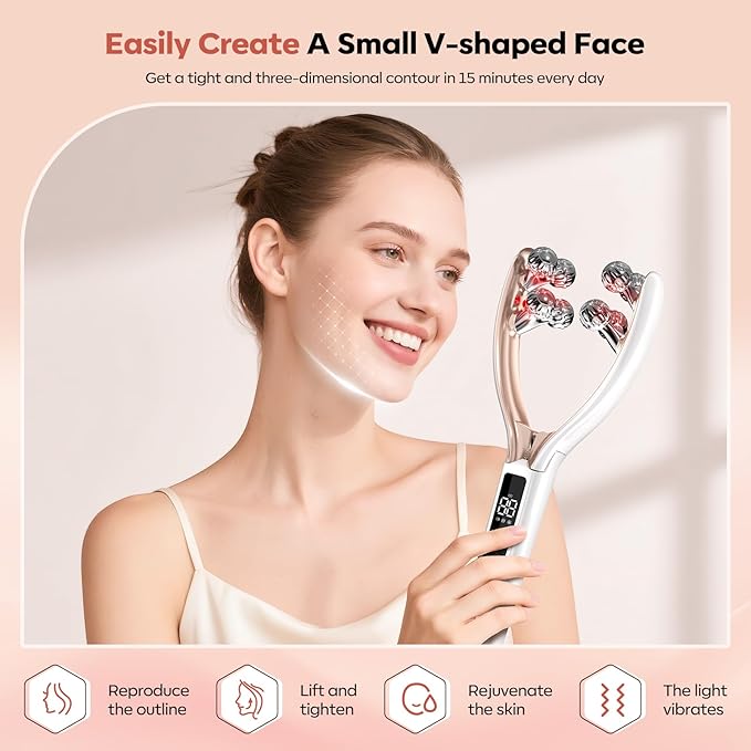 2025 New Microcurrent Facial Slimming Massager Red-Light-Therapy-for-Face and Neck,Vibrating Facial Massager with Thermals for Wrinkles, Double Chin,Firming and Lifting-Velvo Beauty