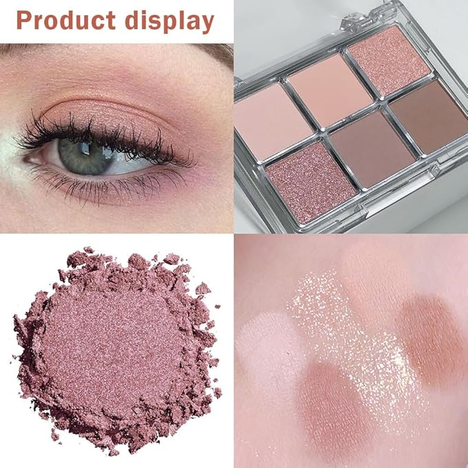 6 Colors Nude Champagne Gold Matte Shimmer Eyeshadow Palette for Eye Makeup,High Pigmented Brown Eye Shadow Primers Powder Palet de sombras de ojos-Velvo Beauty
