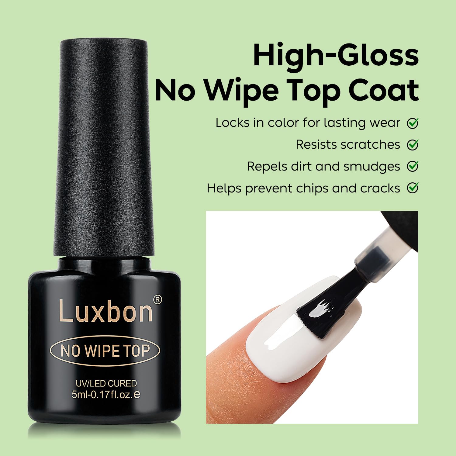 Luxbon 6 Pcs 5ml No Wipe Gel Top Coat and Base Coat Set - Cuticle Oil, Nail Primer Dehydrator, Matte Top Coat, Long Lasting, Shine Finish, UV LED Nail Lamp Soak Off Gel Base Top Coat Manicure-Velvo Beauty