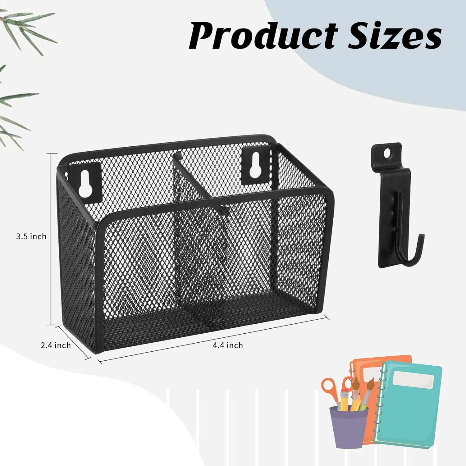 Wall Hanging Pencil Holder With Slatwall J Hooks Slatwall Pencil Cup Wall Mounted Pen Holder Wall Marker Holder Metal Pencil Holder For Paintbrushes Pegboard Classroom Home-Velvo Beauty