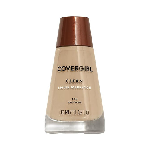 COVERGIRL Clean Normal Skin Foundation (Packaging May Vary) , 125 BUFF BEIGE, 1 Fl Oz (Pack of 1)-Velvo Beauty