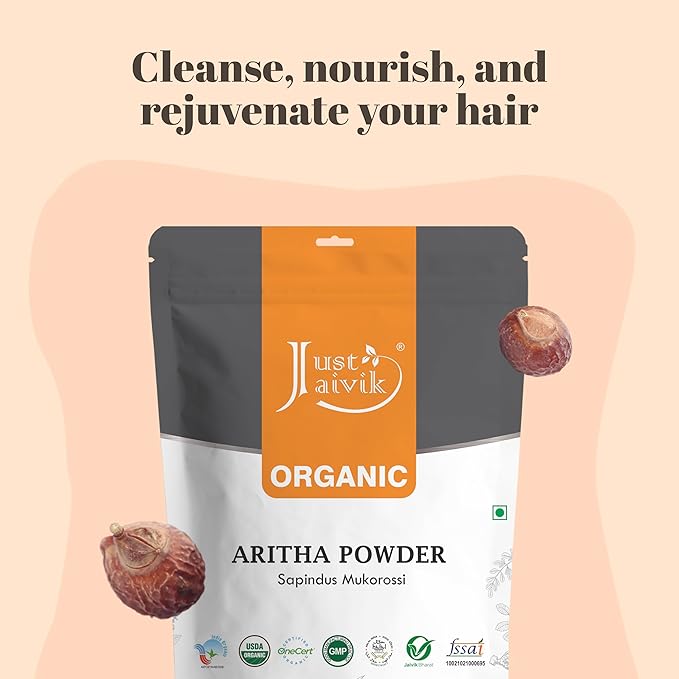 100% Organic Certified Aritha Powder (Soap Nut Powder) 227g /0.5 LB/ 08oz - Organic Hair Cleansing and Conditioning Product-Velvo Beauty