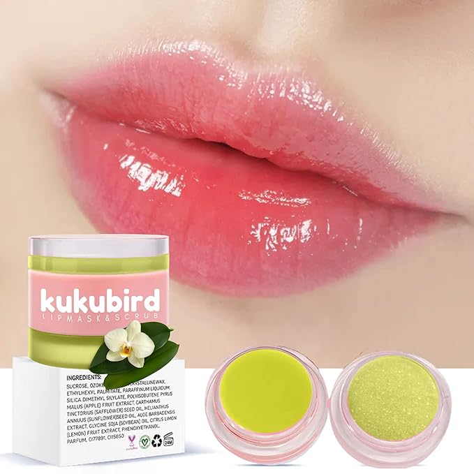 kukubird Lip Mask Overnight Hydrating Lip Balm Mask Exfoliating Lip Scrub Lip Care Treatment For Chapped and Cracked Lips-Vanilla-Velvo Beauty