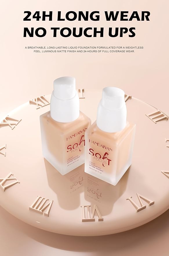 Full Coverage Soft Focus Liquid Foundation, Lightweight Moisturizing High Coverage Liquid Concealer Foundation Makeup, Waterproof Long Lasting Creamy Matte Liquid Concealer for Women, 03-Velvo Beauty