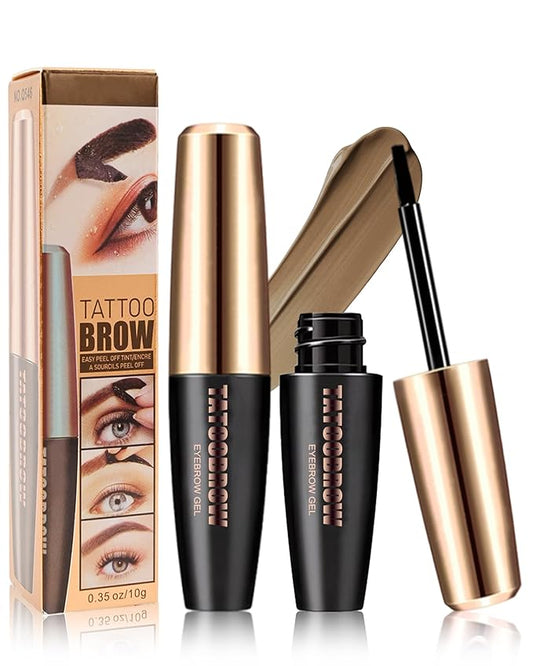 Eyebrow Gel Peel Off, 2Pcs Light Brown Tattoo Eyebrow Gel Easy Peel Off, Long Lasting Waterproof Eye Brow Tinting Dye, Tattoo Brow Tint Stain Peel-Off Kit for Eye Makeup,Thanksgiving Gift for Women-02-Velvo Beauty