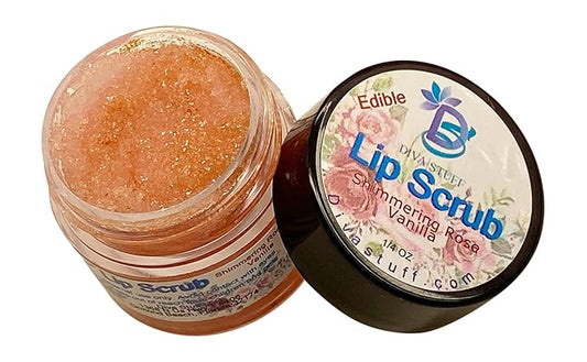 Diva Stuff Ultra Hydrating Lip Scrub for Soft Lips, Gentle Exfoliation, Moisturizer & Conditioner, ¼ oz - Made in the USA (Shimmering Rose Vanilla)-Velvo Beauty