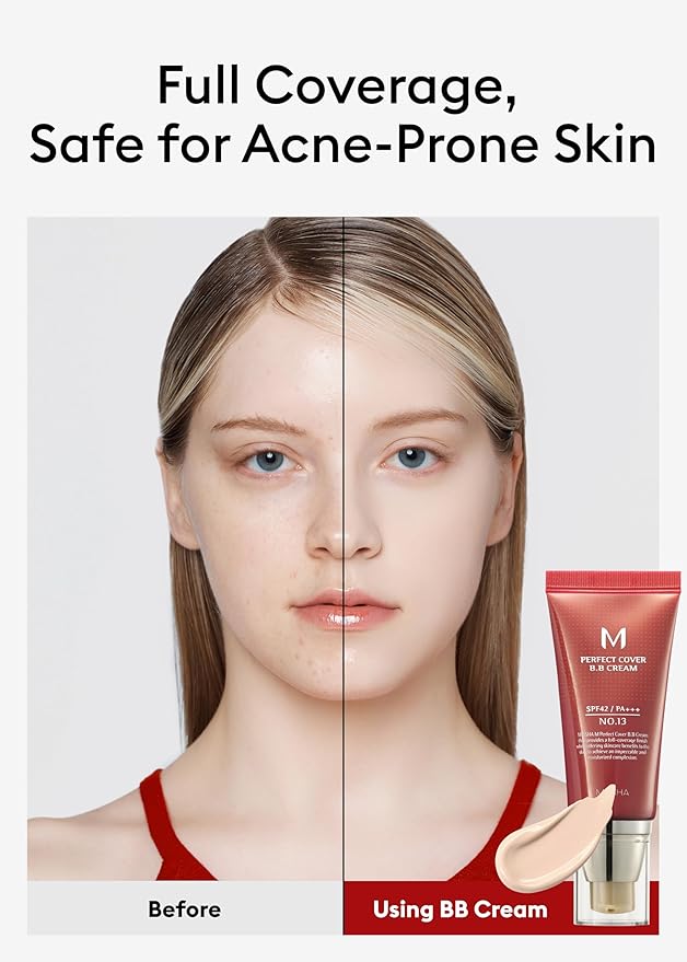 MISSHA M Perfect Cover BB Cream No.13 Bright Beige - Fair with Cool Undertone SPF 42 PA +++ 1.69 Fl Oz - Tinted Moisturizer with SPF-Velvo Beauty