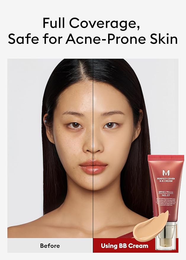 MISSHA M Perfect Cover BB Cream No.27 Honey Beige - Medium with Neutral/Warm Undertone SPF 42 PA +++ 1.69 Fl Oz - Tinted Moisturizer for face with SPF-Velvo Beauty