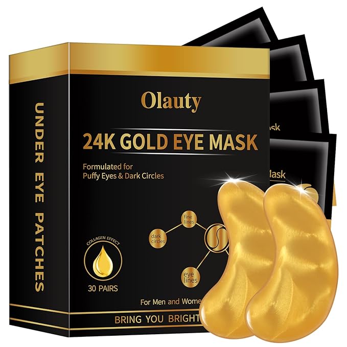24K Gold Under Eye Patches,Black Box Collagen Anti-Aging Moisturize Under Eye Mask,Reducing Fine and Lines Dark Circleeye Patches,Gel Eye Masks Beauty & Personal Care-Velvo Beauty