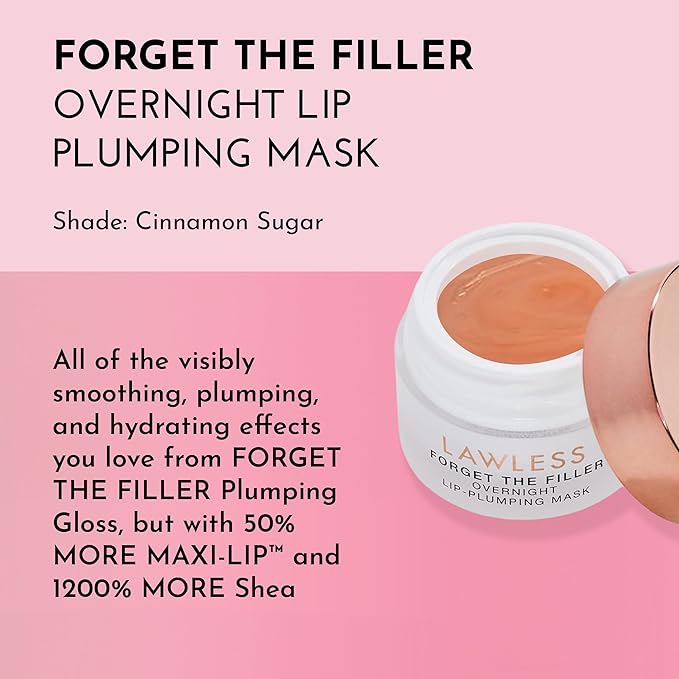 LAWLESS Forget the Filler Lip Mask - Cinnamon Sugar - Premium Overnight Lip Plumping Treatment with Natural Ingredients Designed to Plump, Hydrate, and Smooth Lips - 0.28 oz-Velvo Beauty