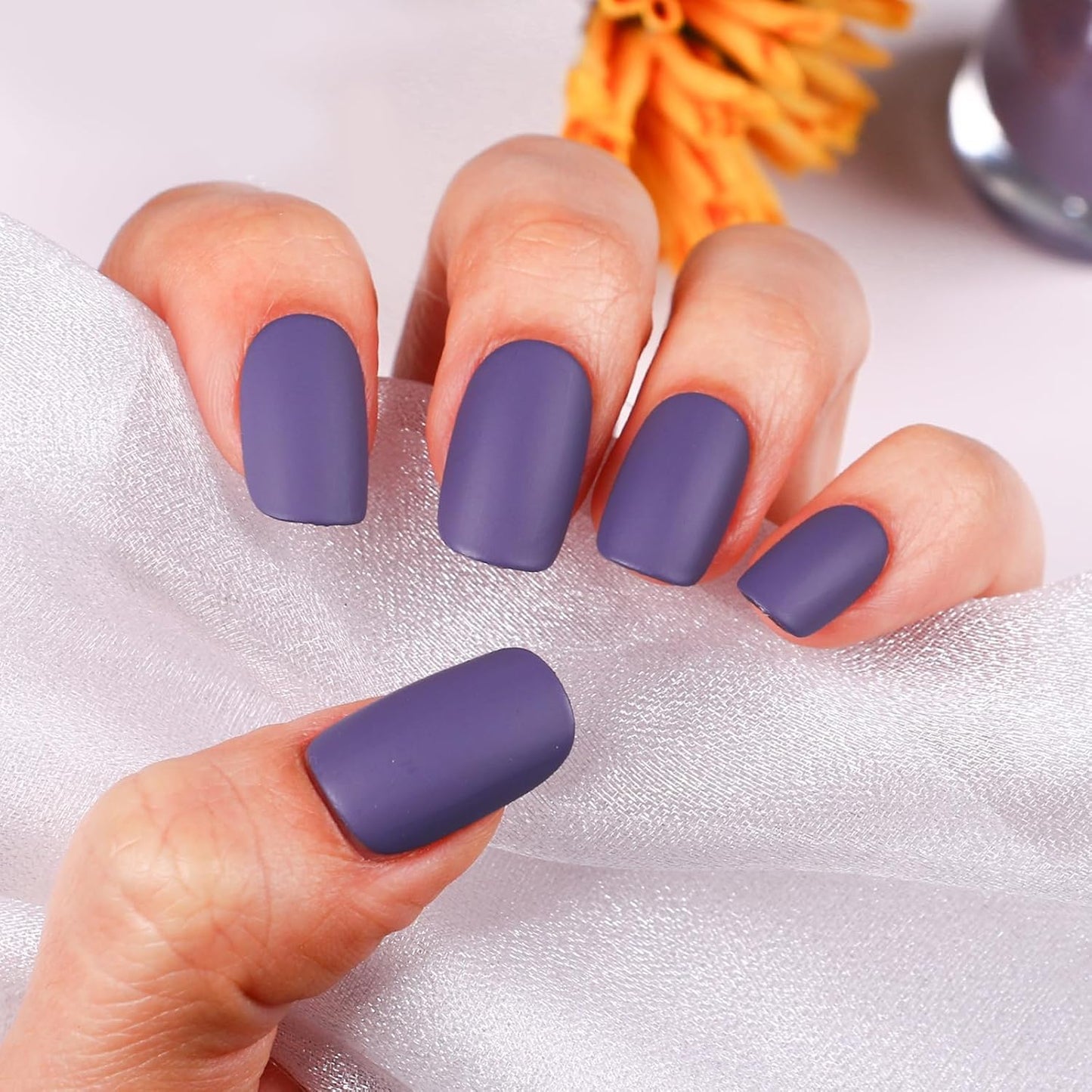 Matte Nail Polish Air Dry Nail Lacquer for Nail Art Varnish, Mist Effect Matte Finish Velvet Nail Polish, 0.35 fl oz (Dusty Blue-06, 10 ML)-Velvo Beauty