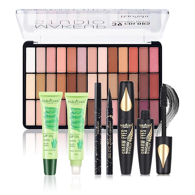 All in One Professional Makeup Kit for Women Girls Holiday Makeup Gift Sets Xmas Essential Bundle Include Eyeshadow Palette Lipstick Blush Concealer Eyeliner Mascara Brush Eyebrow Pencil-Velvo Beauty